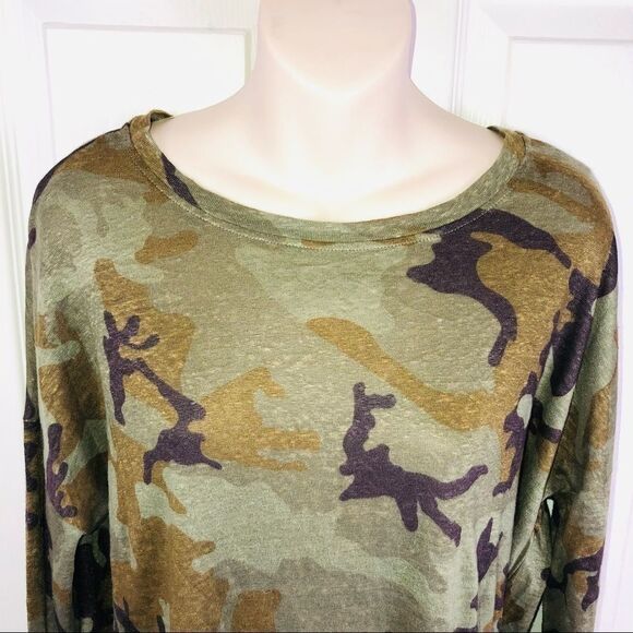 Anthropologie Sanctuary nwt Carlee camo long sleeve linen top medium - Picture 3 of 9